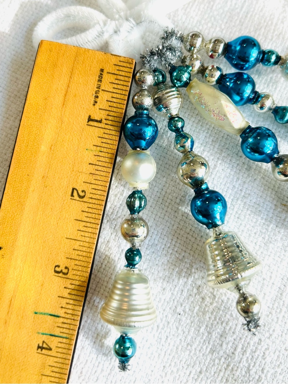 Mini Vintage Repurposed  holiday Christmas ornaments, mercury Glass bead icicle - Picture 5 of 5